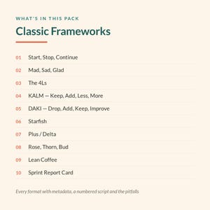 10 printable classic frameworks retrospective formats for agile teams