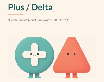 Plantilla imprimible Plus / Delta para retrospectiva de sprint para Scrum Masters y equipos ágiles