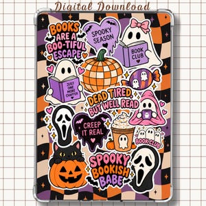Spooky Halloween Kindle Insert, Retro Ghost Bookish Design (Digital Download)