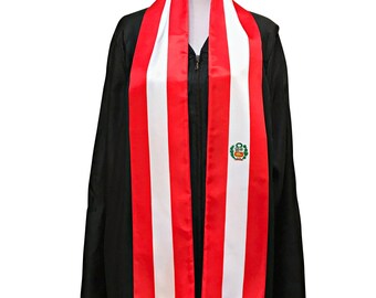 Peru flag Graduation stole, Double sided Peru flag graduation sash, Peruvian International Student Abroad, Peru flag scarf Shawl