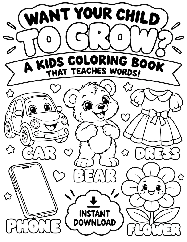 Printable Coloring Pages for Kids, Toddlers & Preschoolers, First Words ...