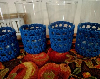 Marine Blue Glass Cozies set of 4