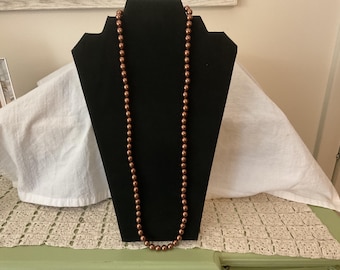 D L Starr Brown Beads and Earring Set