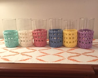 Multi color Glass Cozies Set of 6