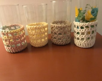 Buttery colored Glass Cozies set of 4