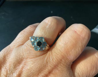 Blue Topaz and Sapphire Ring