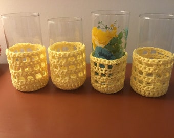 Yellow Glass Cozies Set of 4