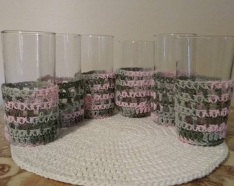 Pink Camo Glass Cozies set of 6