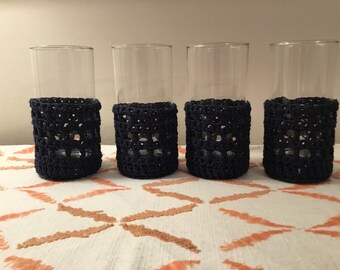 Navy Blue Glass Cozies set of 4