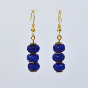 Blue Jade Drop Earrings: Minimalist Earrings, Women&#39;s Pierced Earrings on Nickle Free Ear Wires, Handmade in the USA, Ready to Ship