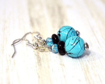 Mod Aqua Earrings: Lightweight Fashion Earrings, Women's Jewelry, Nickle-Free Pierced Ear Wires, Handmade in the USA & Ready to Ship