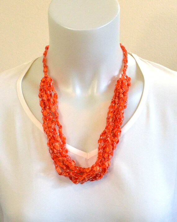 Orange Ribbon Necklace