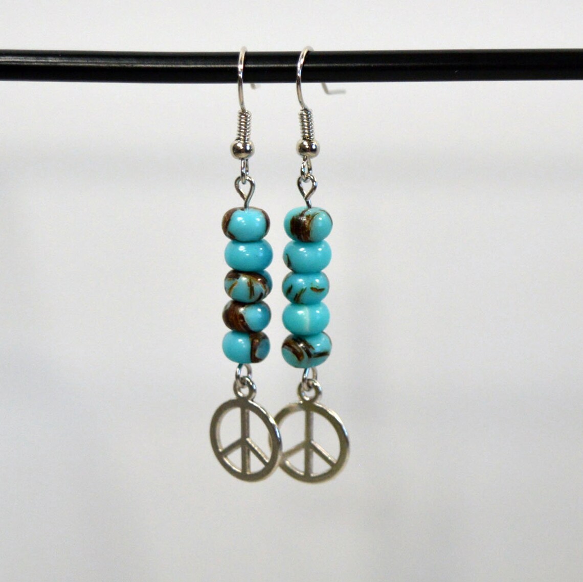 Peace Sign Earrings Turquoise Stack Earrings Hippie Etsy
