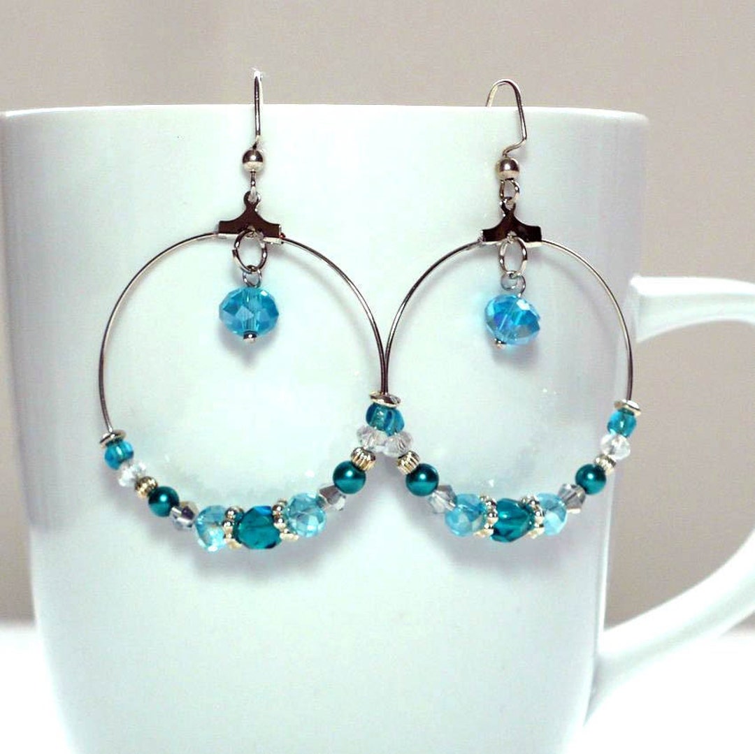 Leigh Teal Hoop Earrings main image 0