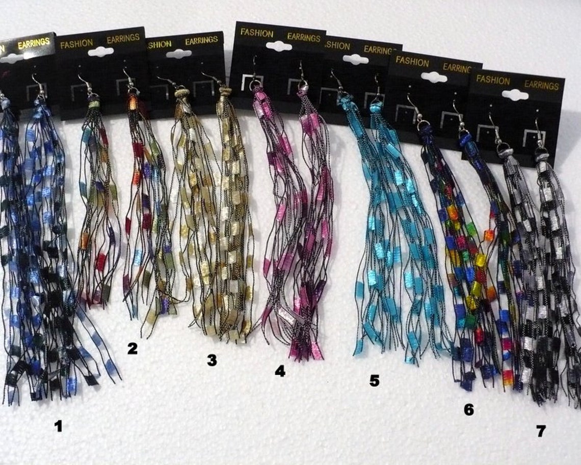 Boho Fringe Earrings Ladder Yarn Earrings Custom Made Fiber Etsy