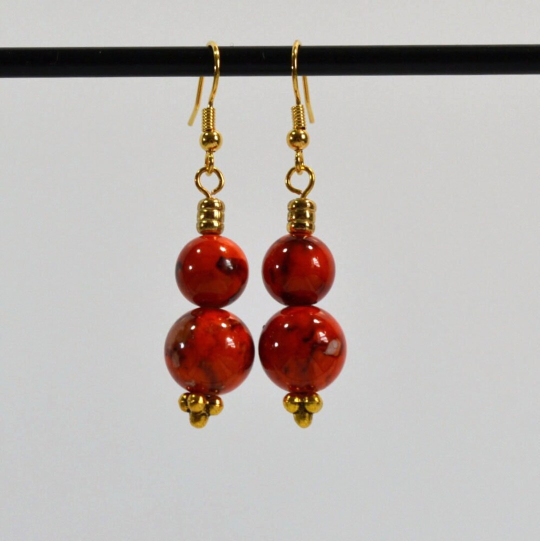 Persimmon Orange Earrings: Handmade Pierced Earrings, Painted Acrylic ...