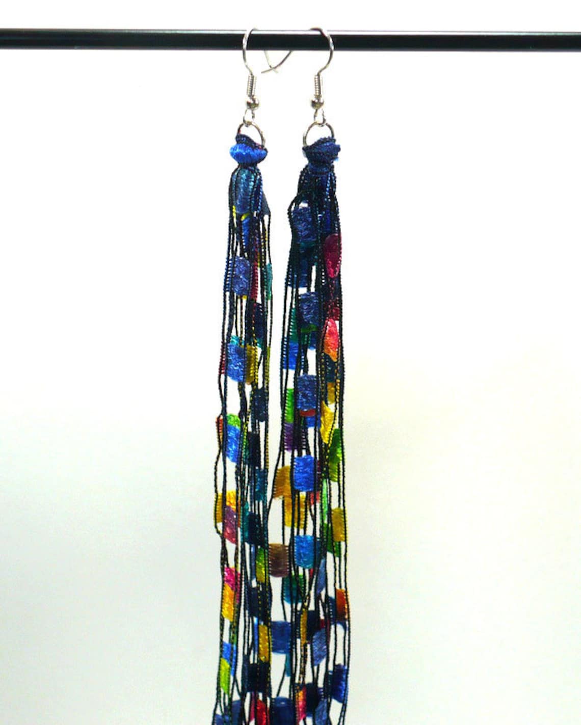 Boho Fringe Earrings Ladder Yarn Earrings Custom Made Fiber Etsy