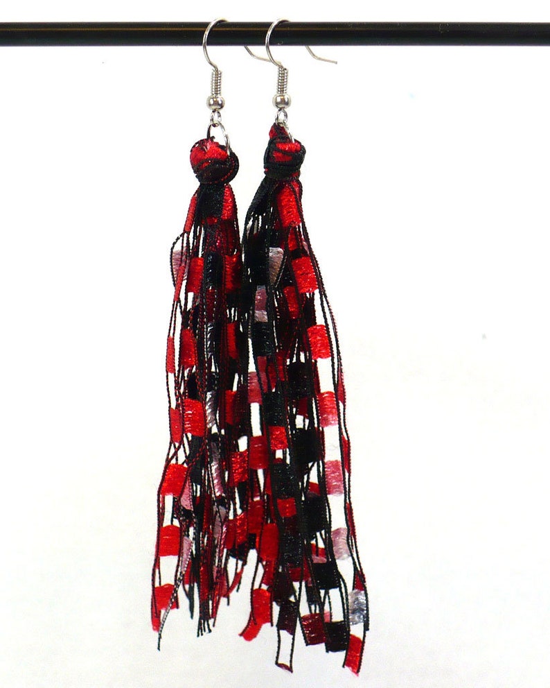 Hippie Fringe Earrings Boho Ladder Yarn Earrings Custom Made Etsy