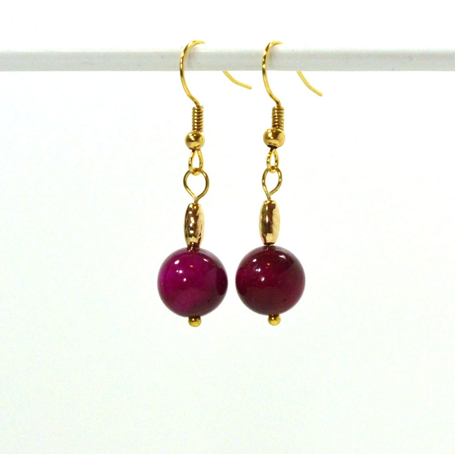 Hot Pink Tiger's Eye Earrings Woman's Drop Earrings - Etsy