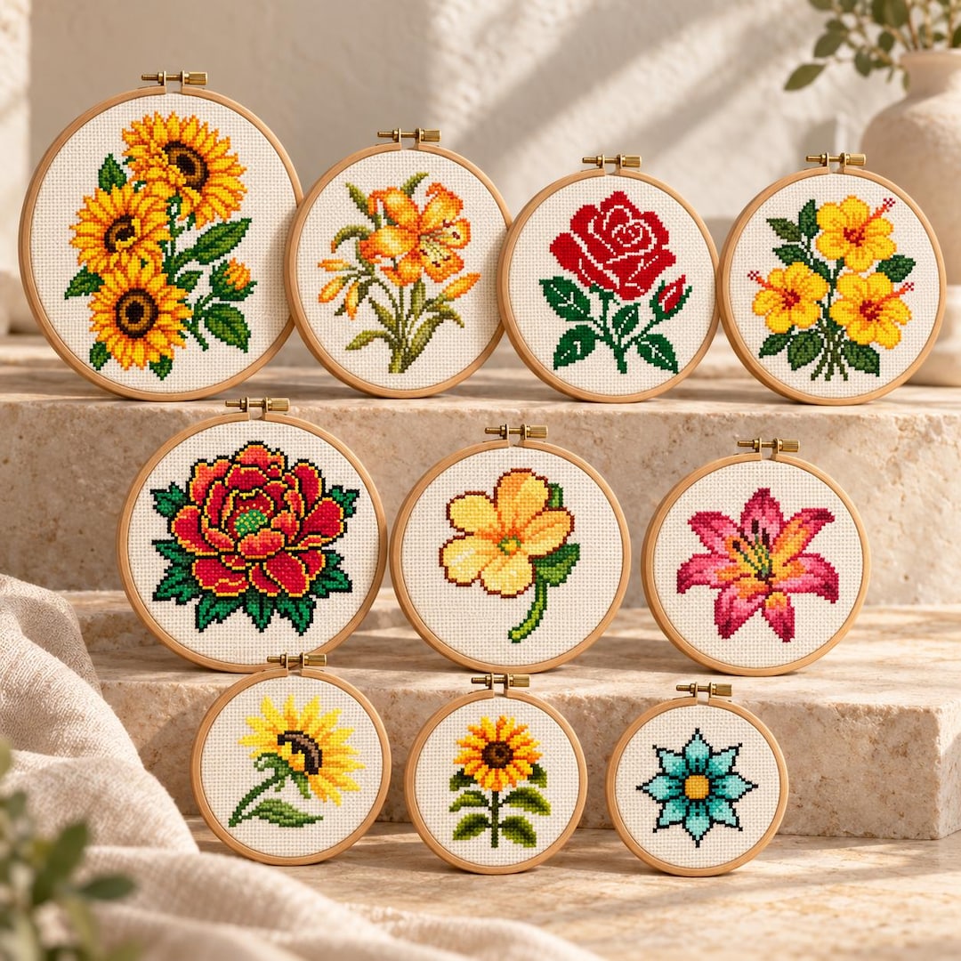 Va Address Patterns 10 Flower Cross Stitch Pattern Bundle, Floral Botanical PDF Set - Etsy