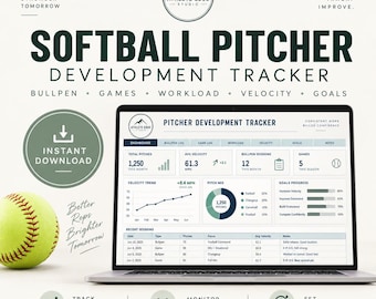Softball-Pitcher-Entwicklungstracker | Bullpen-, Spiel- und Belastungs-Tabelle