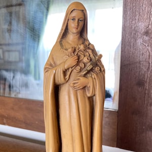 Antique Chalkware St. Therese Statue - 1962 Religious Gift