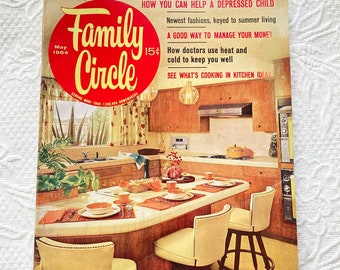 Revista Family Circle mayo de 1964 ~ revista retro para mujeres ~ revista de moda ~ revista de cocina ~ recetas ~ regalo para ella ~ suministros de arte collage