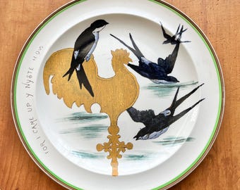 Mottoes from Chaucer earthenware Wedgwood plate~10" diameter~For I came up Y Nyste How~Literary gift~Bibliophile gift