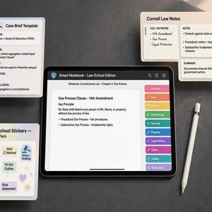 Smart Notebook Law School Edition | Hyperlinked Digital Notebook for GoodNotes, Study Planner Binder | iPad Notes