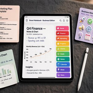Smart Notebook Business Edition | Digitaal notitieboek met hyperlinks voor GoodNotes, MBA-studieplanner | Notities voor iPad