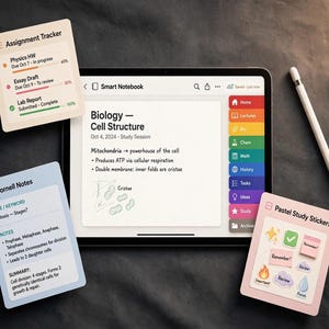 Caderno Inteligente com Hiperligações para iPad | Planejador de Estudos Universitário (Download Digital)