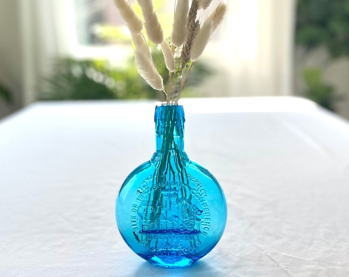Cold War era Vintage turquoise glass flask