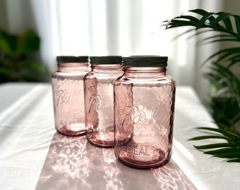 1 Pink Ball mason jar Quart, blush pink mason jar centerpiece, Vintage style Collector's edition farmhouse decor, mother's day gift for her