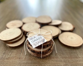 Unfinished sustainable wood slice coasters