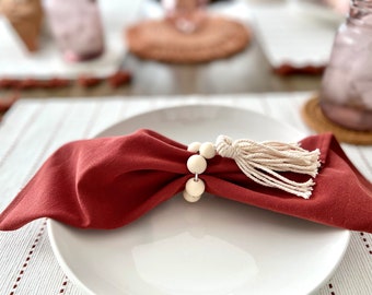 Serviettes en coton doux sans papier {ensemble de 6} décor de table en tissu terre cuite pêche moutarde, respectueux de l'environnement, cadeau d'hôtesse de pendaison de crémaillère