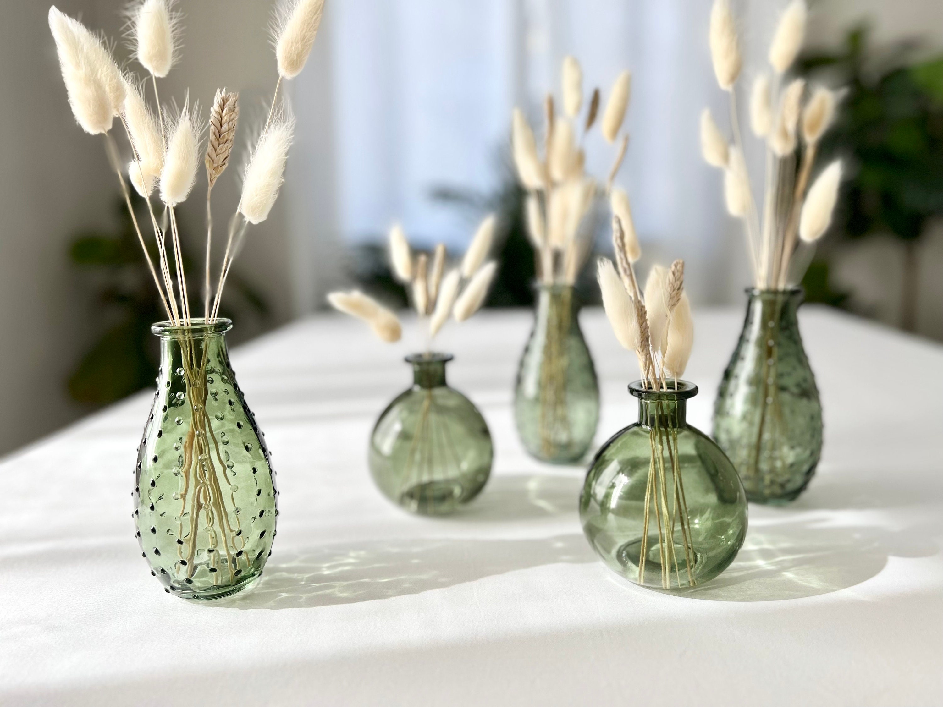 Green glass bud vase {3 styles}