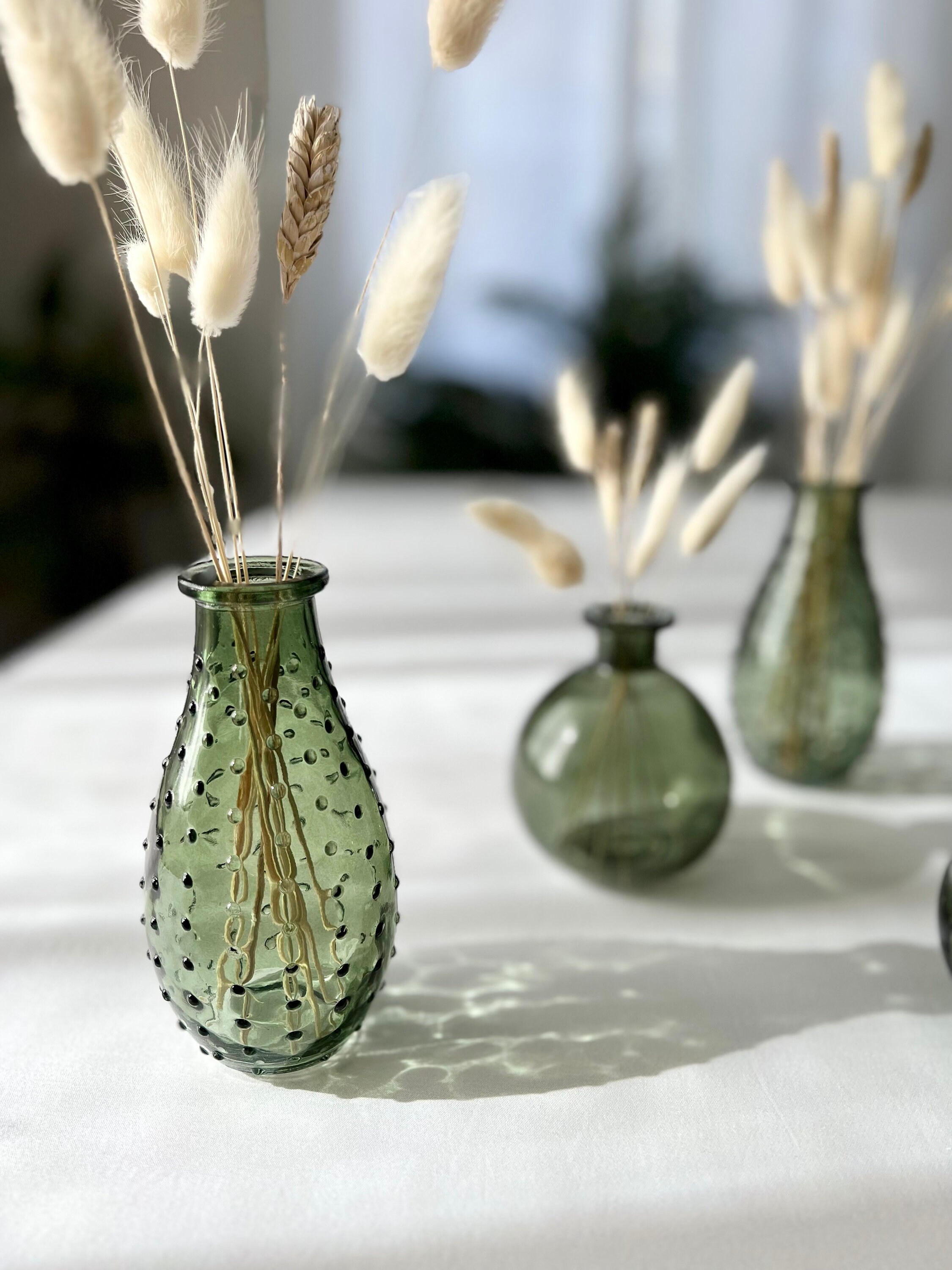 Green glass bud vase {3 styles}