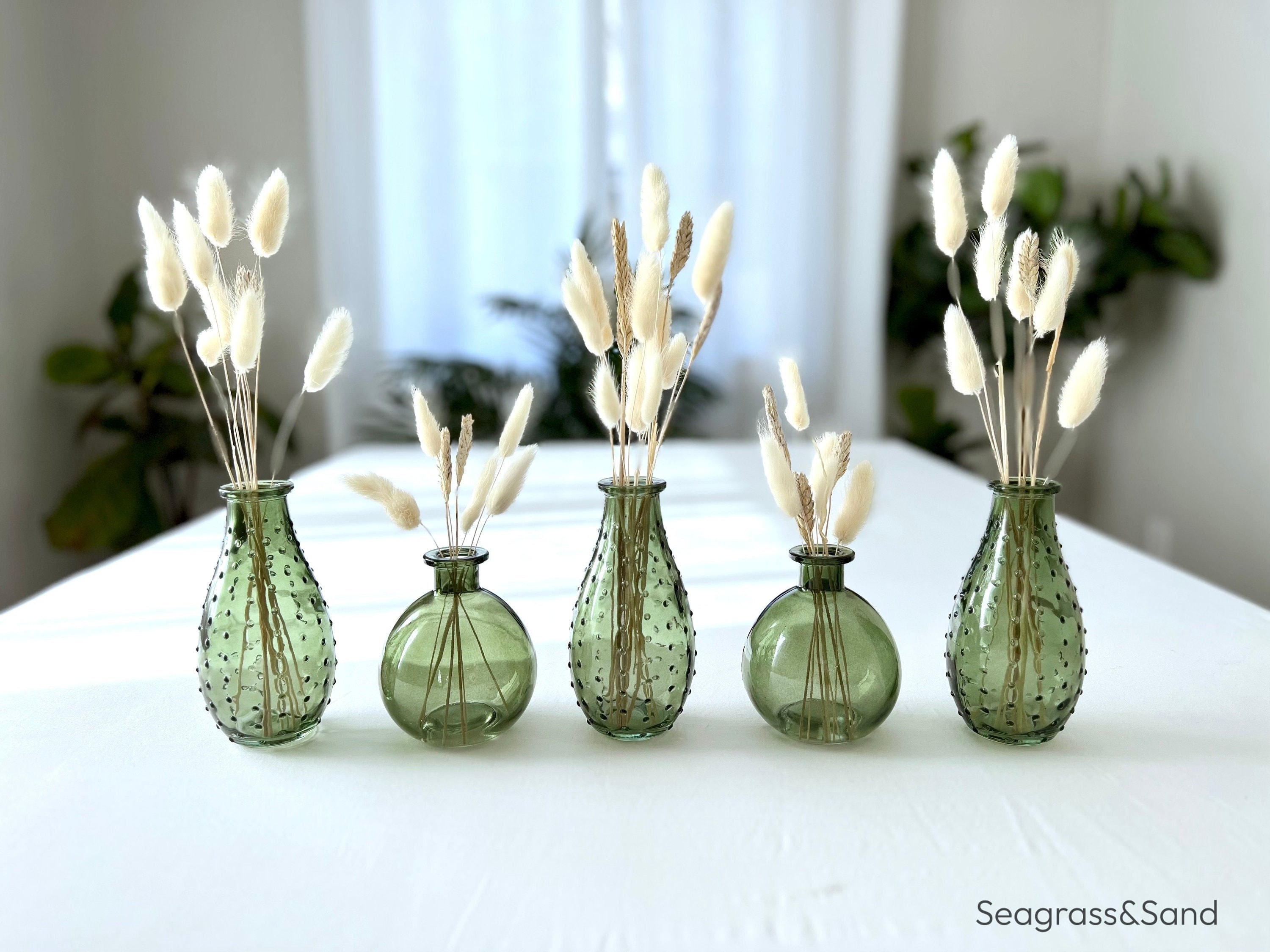 Green glass bud vase {3 styles}
