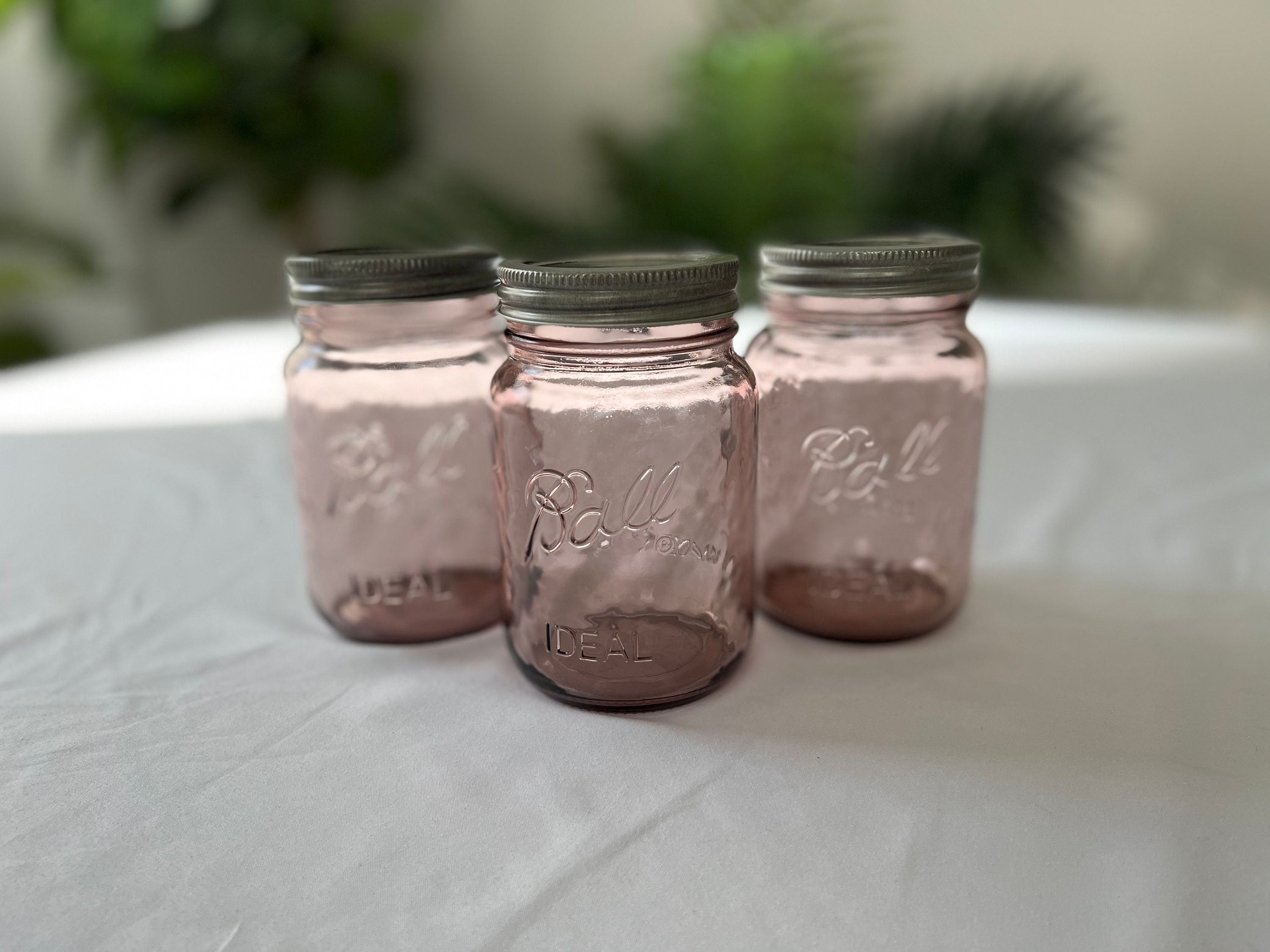 Blush Pink Pint Ball Mason Jar, One 16 Oz. Pint Size, Farmhouse Home Decor,  Rose Pink Mason Jar, Pink Vase Centerpiece Mother's Day Gift 