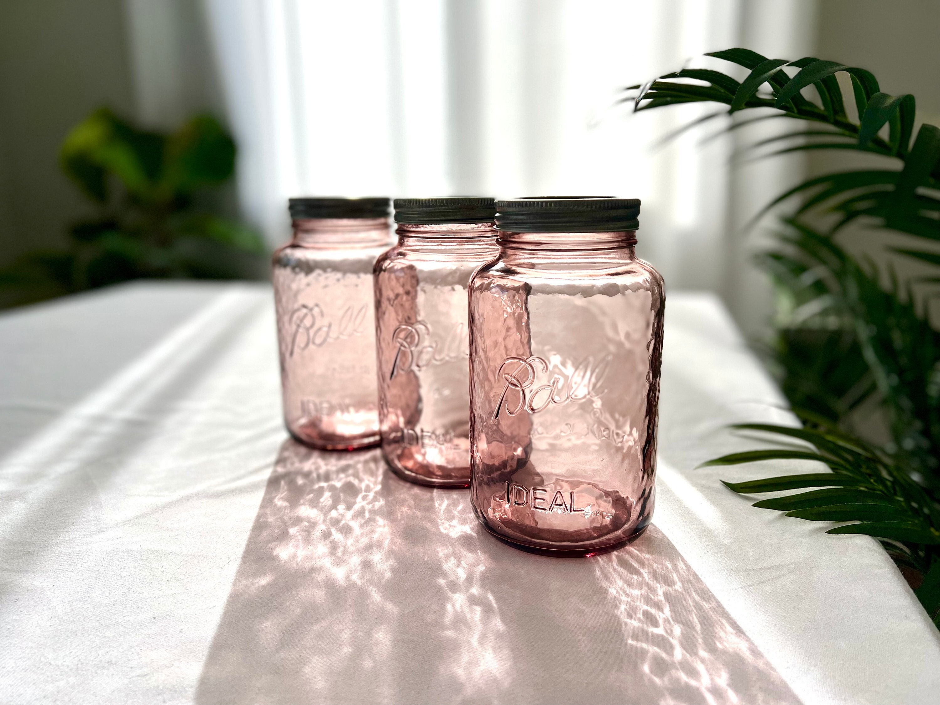 Blush Pink Pint Ball Mason Jar, One 16 Oz. Pint Size, Farmhouse Home Decor,  Rose Pink Mason Jar, Pink Vase Centerpiece Mother's Day Gift 