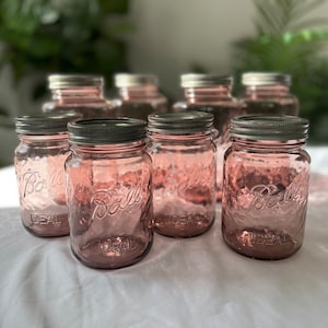 Blush pink pint Ball mason jar, one 16 oz. pint size, farmhouse home decor, rose pink mason jar, pink vase centerpiece mother's day gift