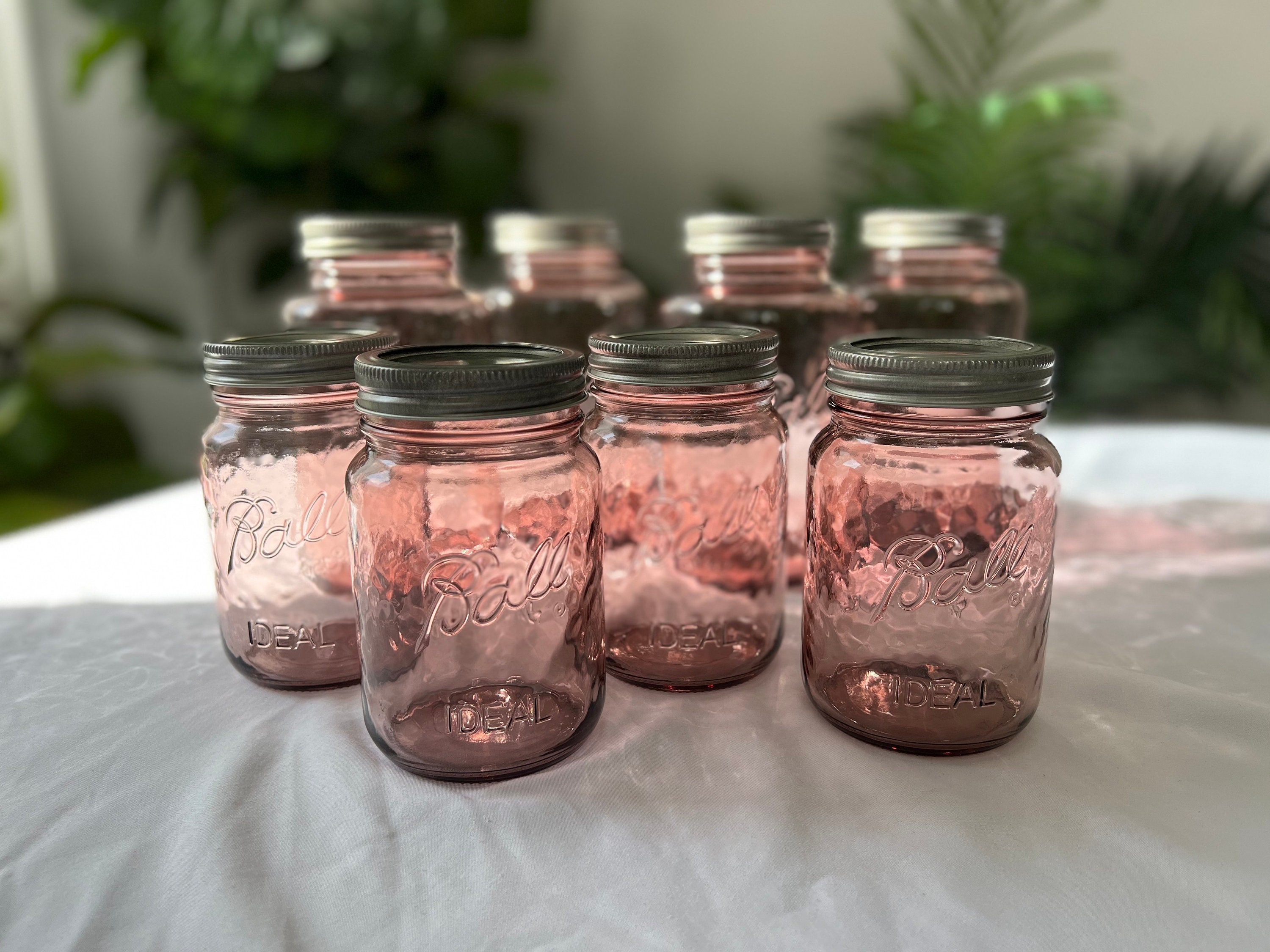 Mason Jar, with Straw & Lid, Pink, Glass, 450 mL - Market 99