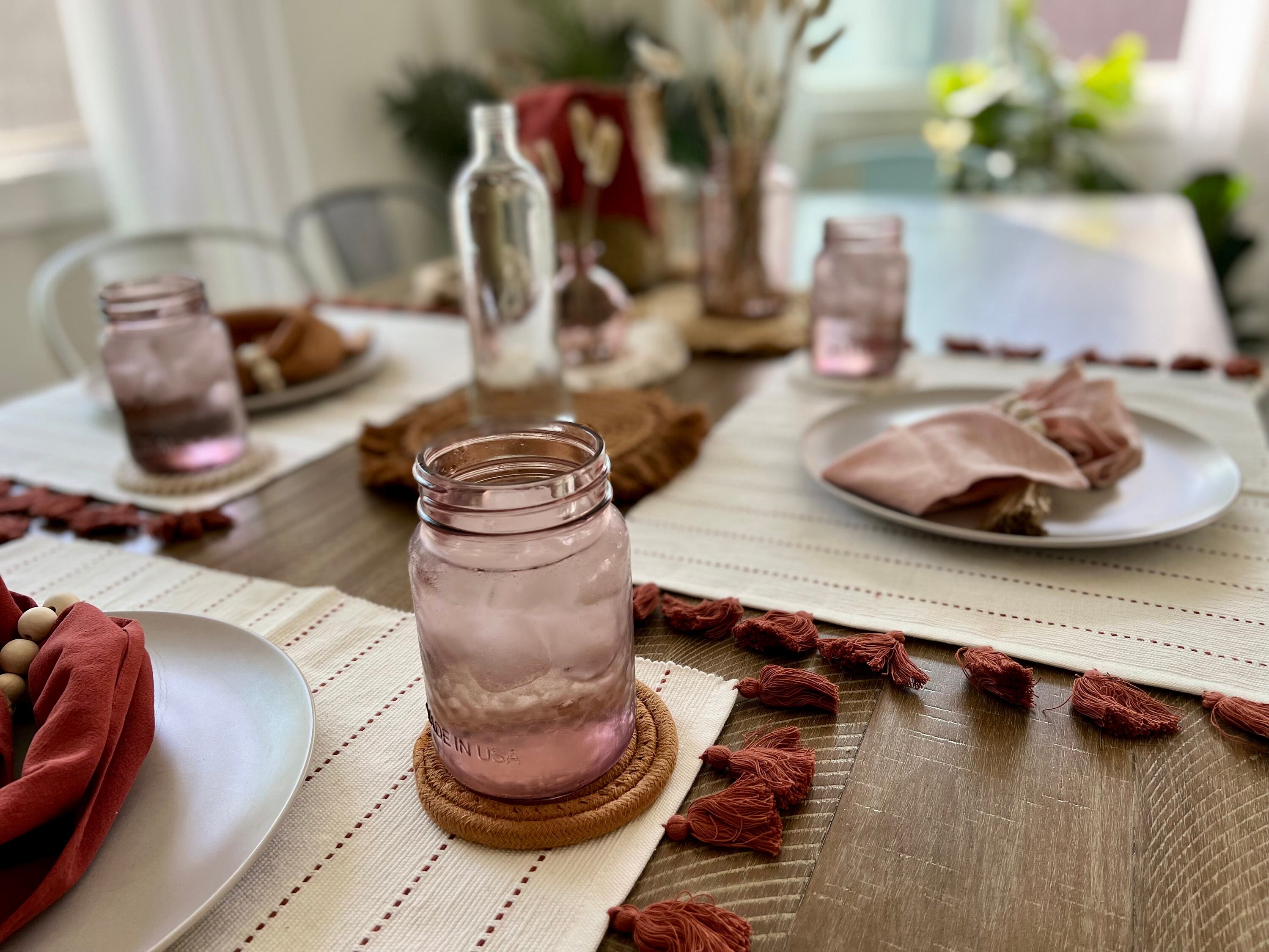 Blush Pink Pint Ball Mason Jar, One 16 Oz. Pint Size, Farmhouse Home Decor,  Rose Pink Mason Jar, Pink Vase Centerpiece Mother's Day Gift 