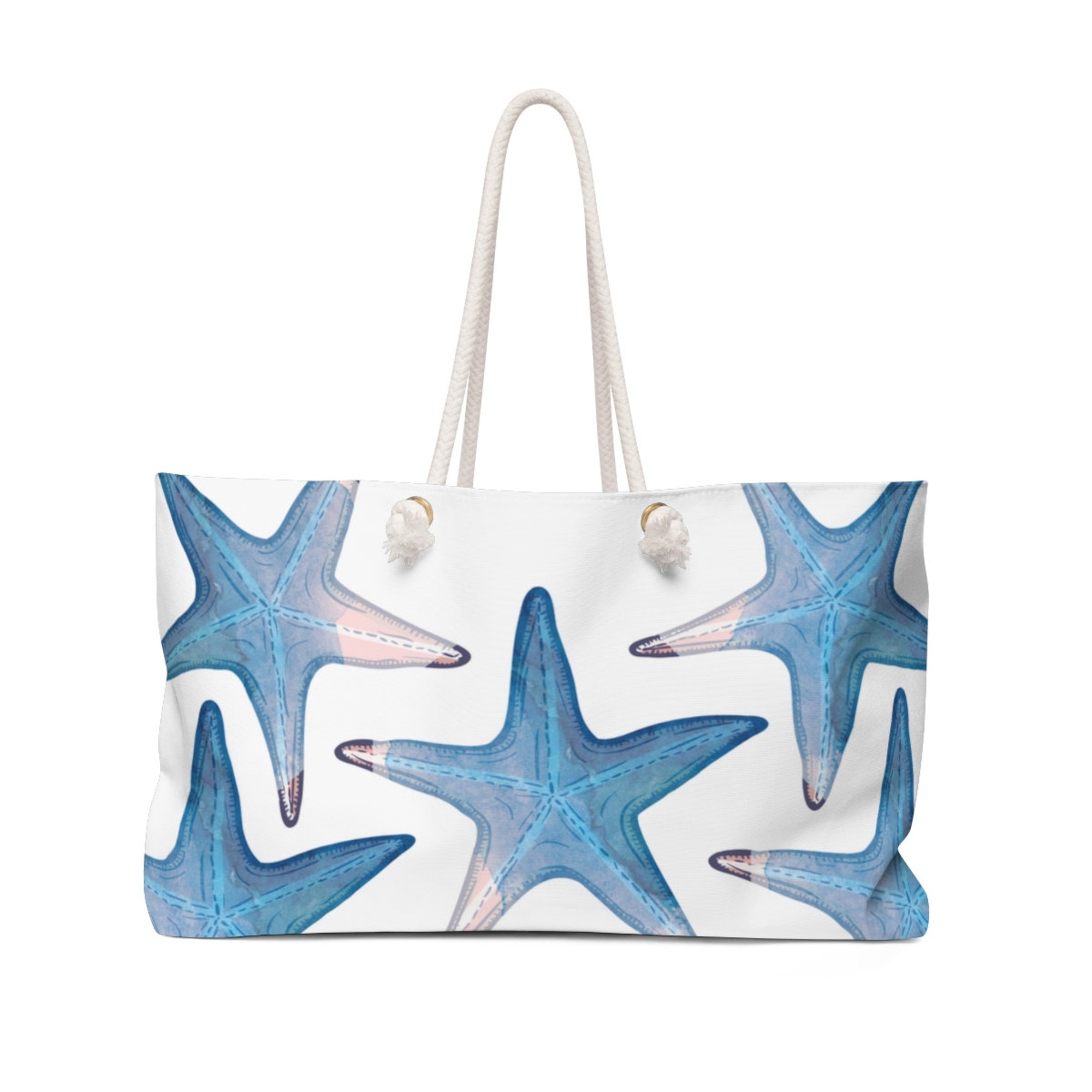 Blue starfish weekender bag, starfish shell beach bag