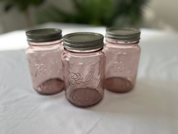 Blush Pink Pint Ball Mason Jar, One 16 Oz. Pint Size, Farmhouse Home Decor,  Rose Pink Mason Jar, Pink Vase Centerpiece Mother's Day Gift 