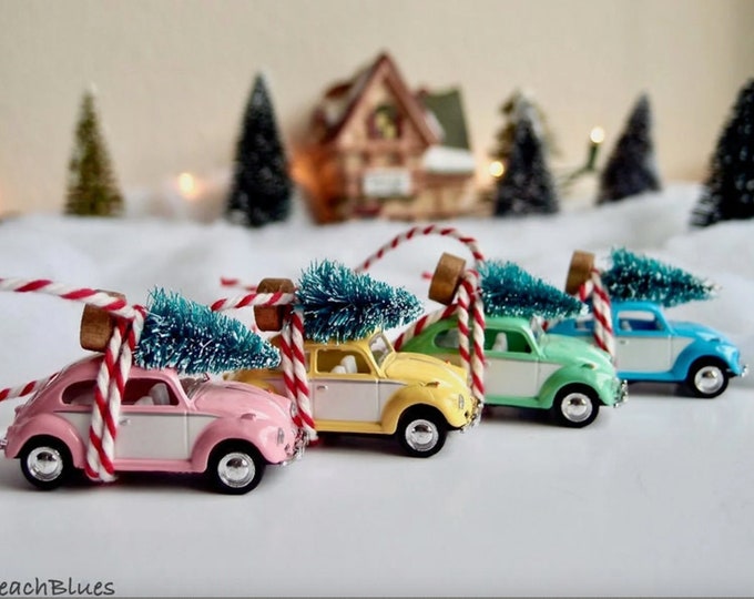 VW Bug Ornament with Tree {4 colors}