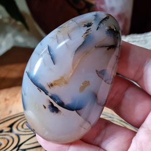 Montana Moss Agate Palm Stone | Scenic Moss Agate Crystal with Koi‑Like Pattern