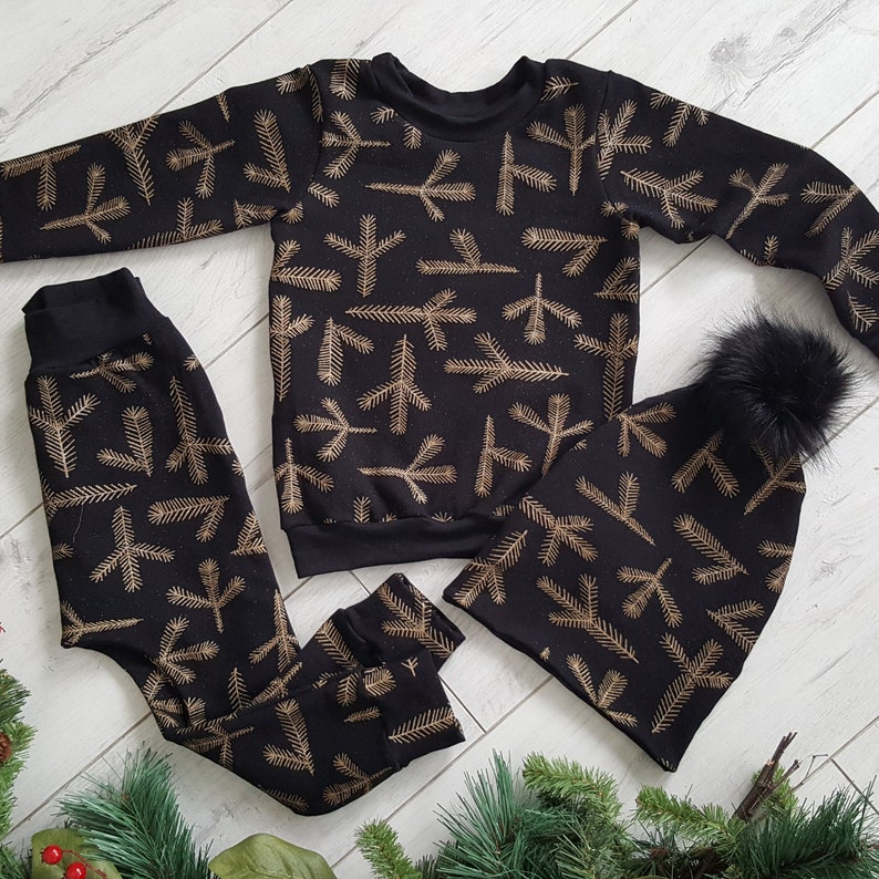 kids top baby jumper Boys Christmas jumper Organic Sweater tee t-shirt Girls Unisex Blackgold xmas Jumper Children/'s Handmade