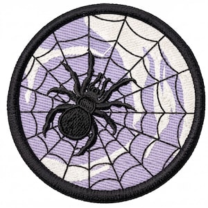 Broderad spindelnätslapp | Stryk-på/kardborreband, kuslig applikation | Gotisk Halloween-lapp | Söt spindellapp för jackor och ryggsäckar