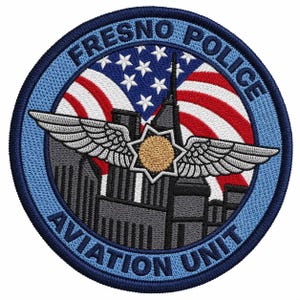 Fresno Police Aviation Unit Patch | Embroidered Law Enforcement Air Support & Police Uniform Insignia Collectible